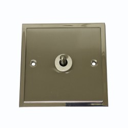 1 Gang 2 Way 20A Dolly Switch in Satin Nickel Elite Stepped Flat Plate with Polished Nickel Edge and Dolly