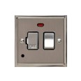13A Switched Fused Spur with Neon and Cord in Satin Nickel Plate with Polished Nickel Edge and Rocker and Black Trim, Elite Stepped Flat Plate