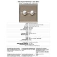 2 Gang 2 Way Trailing Edge LED Dimmer 10-120W in Satin Nickel Plate with Polished Nickel Edge and Dimmer Knobs, Elite Stepped Flat Plate