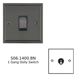 1 Gang 2 Way 20A Dolly Switch in Polished Black Nickel Plate and Dolly, Elite Stepped Flat Plate
