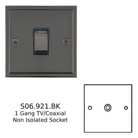 1 Gang TV/Coaxial Non Isolated Socket Black Nickel Elite Stepped Plate with Black Trim