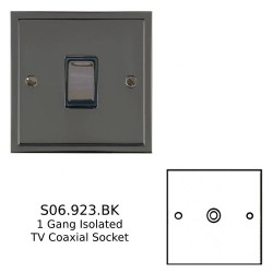 1 Gang Isolated TV Coaxial Socket Black Nickel Elite Stepped Plate with Black Trim