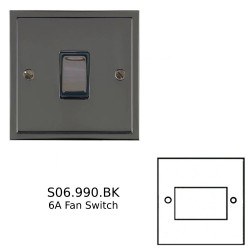 6A Triple Pole Fan Isolator Switch Black Nickel Elite Stepped Plate with Black Switch and Trim