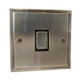 1 Gang 2 Way 10A Rocker Switch in Antique Brass and Black Trim Elite Stepped Flat Plate