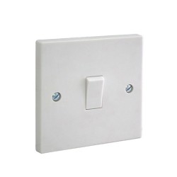1 Gang 1 Way 10AX Single Switch in White Plastic Square Edge BG 911 White Moulded