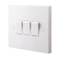3 Gang 2 Way 10AX Triple Switch in White Plastic Square Edge BG 943 White Moulded