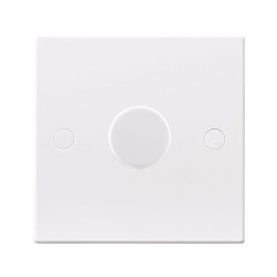 1 Gang 2 Way 60-400W Push On/Off Dimmer, LED Compatible Dimmer 5-50W in White Plastic Square Edge