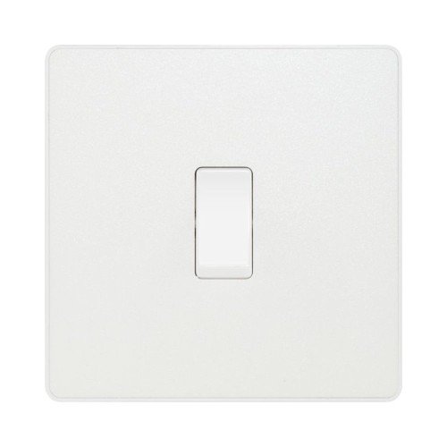 BG Evolve PCDCL12W 20A 16Ax 1 Gang 2 Way Switch Pearlescent White Plastic Screwless Plate with White Insert