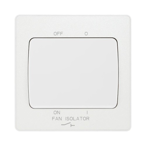 BG Evolve PCDCL15W 10A 3 Pole Fan Isolator Switch Pearlescent White Plastic Screwless Plate with White Insert