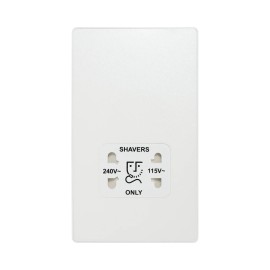 BG Evolve PCDCL20W 115/240V Dual Voltage Shaver Socket Pearlescent White Plastic Screwless Plate with White Insert