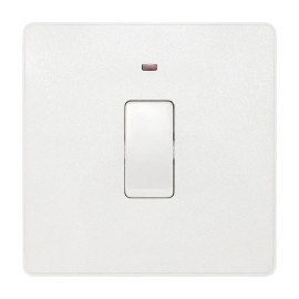 BG Evolve PCDCL31W 20A Double Pole Switch with LED Indicator in Pearlescent White with White Switch