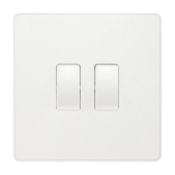BG Evolve PCDCL42W 20A 16Ax 2 Gang 2 Way Switch Pearlescent White Plastic Screwless Plate with White Insert