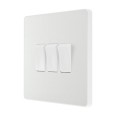 BG Evolve PCDCL43W 20A 16Ax 3 Gang 2 Way Switch Pearlescent White Plastic Screwless Plate with White Insert