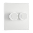 BG PCDCL82W Evolve 2 Gang 2-way 5-200W Trailing Edge LED Dimmer (100W LED) Switch in Pearlescent White Plate