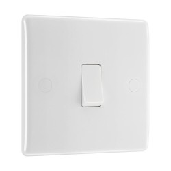 1 Gang 1 Way 20A 16AX Single Switch in White Moulded with Rounded Edge BG Nexus 811