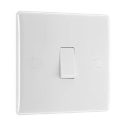 1 Gang Intermediate 20A 16AX Single Switch in White Moulded with Rounded Edge BG Nexus 813