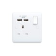 1 Gang 13A Switched Socket with 2 x USB Charger 2.1A 5V Moulded White BG Nexus 821U