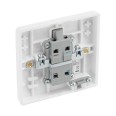 1 Gang 20A Double Pole Switch with Indicator and Flex Outlet in Moulded White with Round Edge BG Nexus 833