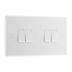 4 Gang 2 Way 20A 16AX Switch in White Moulded with Rounded Edge BG Nexus 844