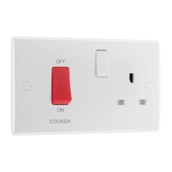45A DP Cooker Control Unit with 13A Switched Socket White Moulded Rounded Edge BG Nexus 871