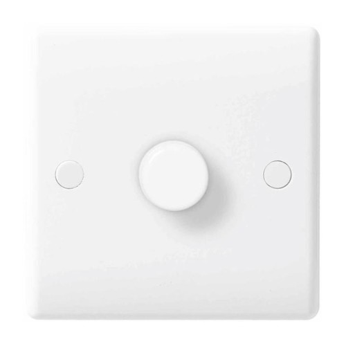 1 Gang 2 Way Leading Edge Dimmer 60-400W Halogen, LED Compatible 5-50W in White Plastic Rounded Edge