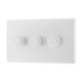 3 Gang 2-way 5-100W Intelligent Trailing Edge LED Dimmer Switch White Moulded BG Nexus 883