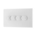 4 Gang 2-way 5-100W Intelligent Trailing Edge LED Dimmer Switch White Moulded BG Nexus 884