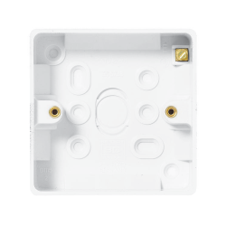 1 Gang Surface Pattress Box for Socket Outlet 32mm Moulded White Rounded Edge, BG Nexus 891