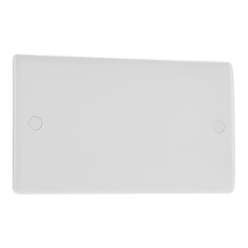 2 Gang Blank Plate Moulded White Round Edges, BG Nexus 895 Twin Blanking Plate