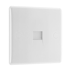1 Gang Secondary Telephone Socket Outlet (screw terminal) Moulded White with Round Edge, BG Nexus 8BTS/1 BT Socket