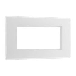 2 Gang Cover Plate for 4 Euro Modules in White Plastic, BG Nexus 8EMR4 Slimline Moulded White