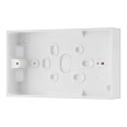 2 Gang Surface Mounting Box 32mm Deep Square Edge for Sockets, Twin Surface Box BG Electrical 902