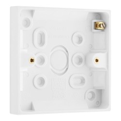 1 Gang Back Box 19mm Depth with Square Edge and Earth Terminal, BG Electrical 903 1G Surface Box