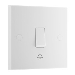 1 Gang 10A 10AX Bell Push Retractive Switch Square Edge White Plastic, BG Nexus 914 Moulded White