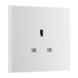 1 Gang 13A Unswitched Single Socket Outlet White Moulded Square Edge BG 923 White Plastic