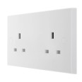 2 Gang 13A Unswitched Double Socket Outlet White Moulded Square Edge BG 924 White Plastic