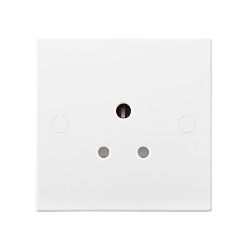 1 Gang 5A Round Pin Unswitched Socket Moulded White Plastic Square Edge BG 929 Moulded White