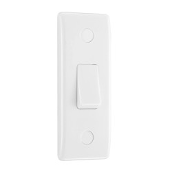 1 Gang 2 Way 20A 16AX Architrave Switch White Moulded Round Edge BG Nexus 847 White Plastic