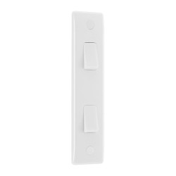 2 Gang 2 Way 20A 16AX Architrave Switch White Moulded Round Edge BG Nexus 948 White Plastic