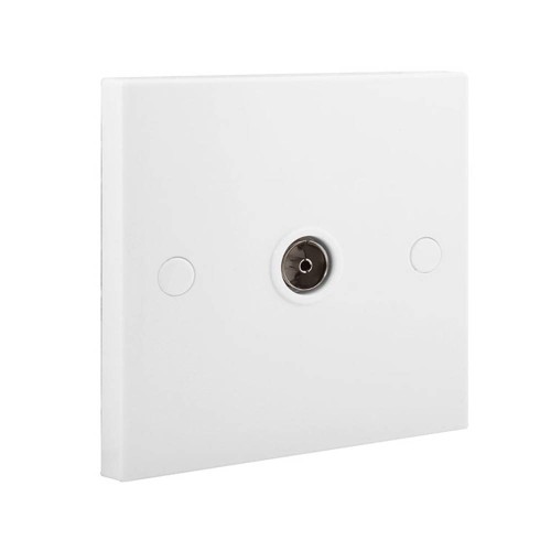 1 Gang Isolated Co-axial Socket White Plastic Square Edge BG Electrical 962 Moulded White