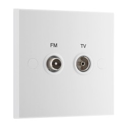 Diplex TV and FM Aerial Socket White Moulded Square Edge BG Electrical 966 White Plastic
