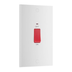 45A Double Pole Red Rocker Switch Double Plate with Indicator White Plastic Square Edge BG Electrical 972