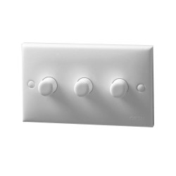 3 Gang 2-Way 40-250W Push on/off Dimmer Plated White for Resistive Loads, Danlers DP3D 250W