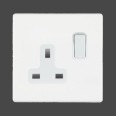 White Screwless 1 Gang 13A DP Switched Socket White Insert, Hartland CFX 7WCSS1WH-W