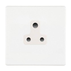 White Screwless 1 Gang 5A Round Pin Unswitched Socket with White Insert, Hartland CFX 7WCUS5W