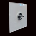 1 Gang 2 Way 20A Single Dolly Switch in Polished Chrome on a Perspex Clear Plate