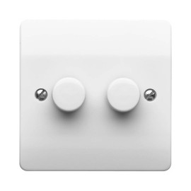 MK K1524WHILV 2 Gang 2 Way 40-300W Incandescent, 40-240W Halogen, 4-70W LED Dimmer Intelligent Double Dimmer in White