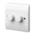 MK K1524WHILV 2 Gang 2 Way 40-300W Incandescent, 40-240W Halogen, 4-70W LED Dimmer Intelligent Double Dimmer in White