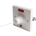 MK 3164WHI 1 Way 50A DP Square Flush Ceiling Switch White Plastic with OFF Indicator, MK Logic Plus Pull Cord Switch
