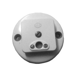 MK 993WHI Fused Clock Connector for Circular Conduit Box Surface Mounting White Plastic 67mm Diameter